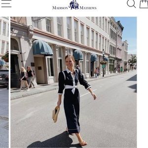 Madison Matthew’s “Audrey” dress in navy and white. NEW WITH TAGS